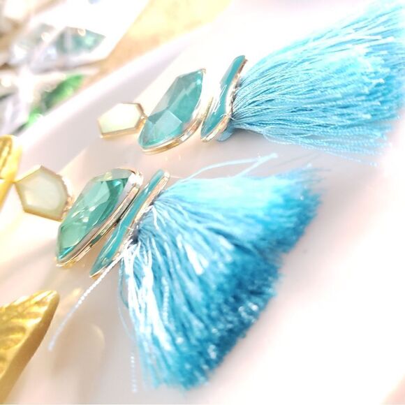 New! Zara Bold Blue Tassel Earrings - Picture 4 of 6